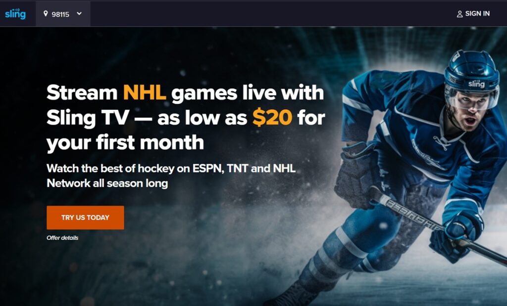 Customize your NHL viewing experience with Sling TV (Source: Sling TV)