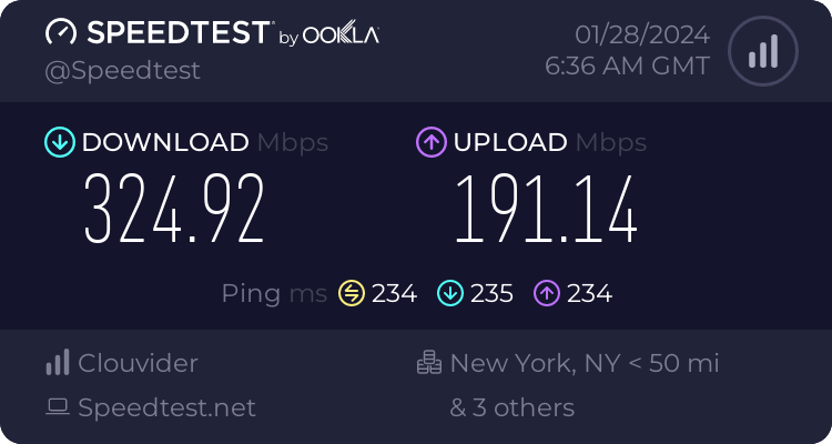 NordVPN Speed Test - New York server